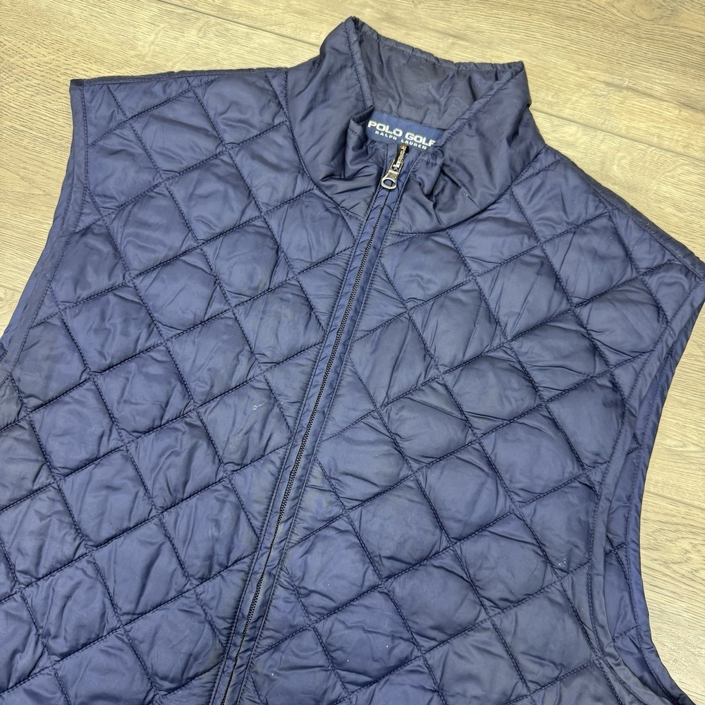 Polo Ralph Lauren Navy Blue Golf Puffer Vest Quilted Sz L FAIR